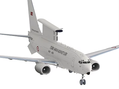 Turkish Air Force AEWC Aircraft Model With Radar Dome And Landing Gear 3d model