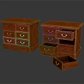 Wooden Chest of Drawers with Multiple Drawers Open Compartments and Metal Handles Design