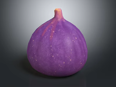 Fresh Purple Ripe Fig With Small White Dots On Smooth Surface 3d model