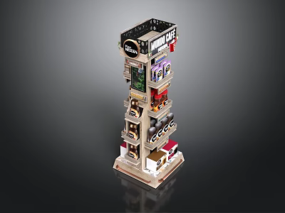 Multi story Commercial Building Model With Shop Facades Signage Window Displays And Detailed Floors 3d model