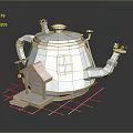Whimsical Teapot Shaped House Model With Red Roof Small Window Wooden Door And Lantern