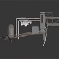 Industrial Metal Platform With Metal Plates Railing Pipes And Tower Structure