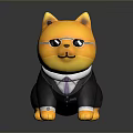 Yellow Cat Plush Toy Wearing Black Suit And Glasses With Cute Design