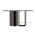 Modern Minimalist Console Table With Glass Top And Wooden Panel Black Metal Frame