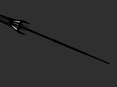 Black Trident Weapon With Long Handle And Three Sharp Prongs Design 3d model