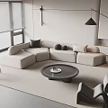 Sofa Coffee Table Combination Multi-person Sofa Coffee Table Single Casual Chair Lazy Sofa Metal Floor Lamp Side Table Jewelry Ornaments 3d model