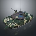 Military Tank With Camouflage Paint Turret Gun Barrel And Track System