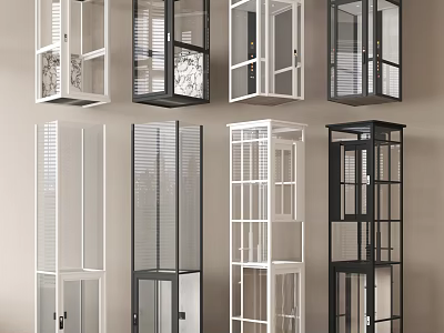 Modern Elevator Designs With Glass Panels Metal Frames And White Black Finishes 3d model
