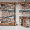 Handmade Colorful Macramé Wall Hanging With Wavy Pattern And Tassel Details