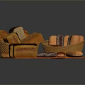 Assorted Fresh Bread Loaves in Wicker Baskets and Orange Trays