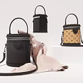 Three Stylish Handbags Featuring Black Leather And Patterned Designs With Handles And Straps