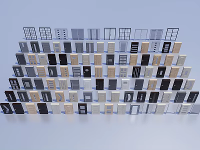 Various Hinged Door Designs In Multiple Colors And Styles For Home Interior 3d model