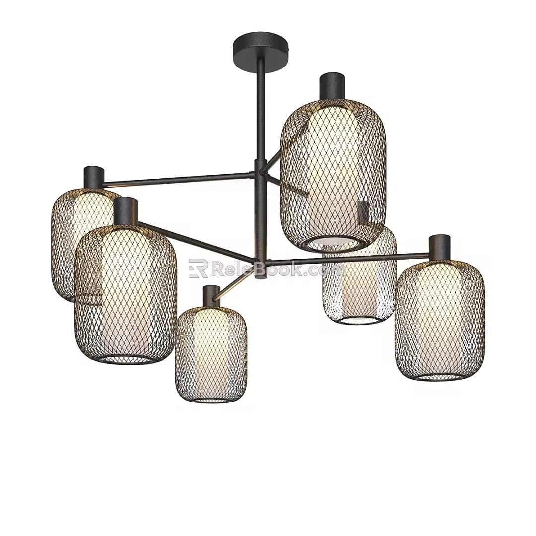 New Chinese Simple Chandelier 3d model