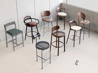 Metal Bar Chair Leather Bar Chair Fabric Bar Chair Acrylic Bar Chair Solid Wood Bar Chair 3d model