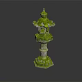 Moss Covered Multi Tiered Decorative Tower With Domed Top And Openwork Design