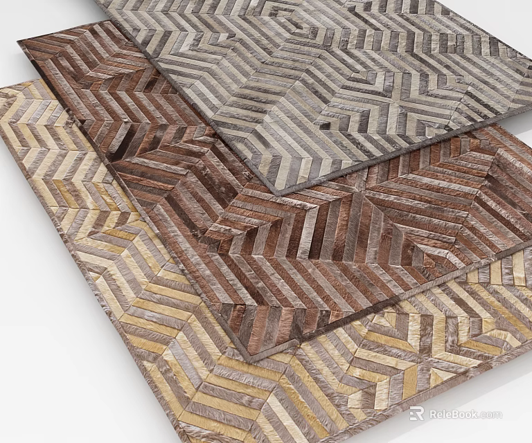 Square Rugs With Herringbone Pattern In Various Colors For Modern Decor 3d model 