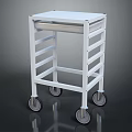 White Utility Cart with Four Wheels Multiple Shelves Sturdy Frame and Flat Top 3d model