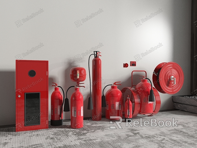 Fire hydrant fire extinguisher fire door smoke sense fire equipment lighting lamp alarm safety exit mini fire station model