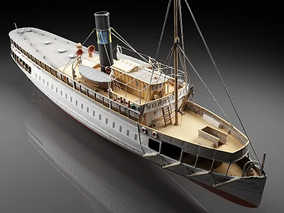 Detailed Classic Ship Model With Chimney And Decks 3d model