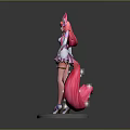 Game Movie Character With Pink Hair Fox Ears Pink Dress White Gloves And Starry Tail