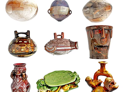 Variety Of Ceramic Vessels With Unique Designs 3d model