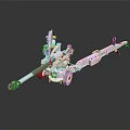 White Mechanical Military Equipment Model With Long Gun Barrel And Wheels
