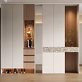 Modern Entryway Room Divider Cabinet With White Wood Storage Mirror And Decorative Countertop