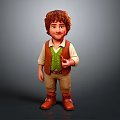 3D Character Model With Red Curly Hair Green Vest White Shirt Brown Pants And Boots