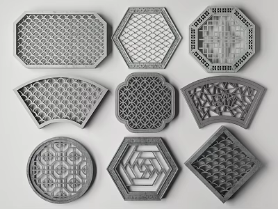 Ornate Traditional Lattice Windows Featuring Various Shapes Intricate Patterns And Designs 3d model