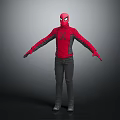 Spider Man Character In Red And Black Hoodie Standing With Arms Outstretched
