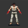 Action Figure In White Karate Uniform With Red Headband Red Gloves And Blue Base