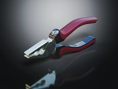 Professional Hardware Wire Stripper With Red Handle For Efficient Wire Stripping 3d model