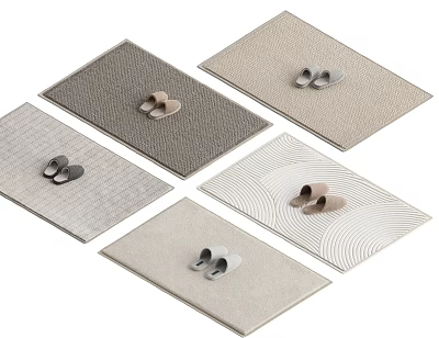 Textured Square Rugs in Various Neutral Tones with Slippers for Home Indoor Floor Decor 3d model