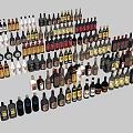 Assorted Wine Bottles And Glasses Display Collection With Different Colors And Styles 3d model