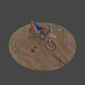 KTM Blue And Orange Muddy Off Road Motorcycle On Mountain Landscape