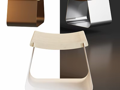Modern Sleek Stool In Brown Silver And White Design For Home Interior Decor 3d model