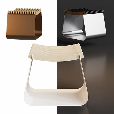 Modern Sleek Stool In Brown Silver And White Design For Home Interior Decor 3d model