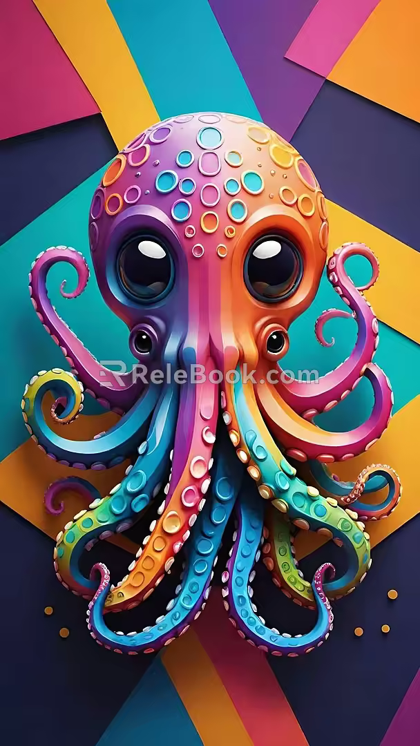 Design sense device art octopus mall device art net red punch card device net red octopus decorative ornaments 3d model