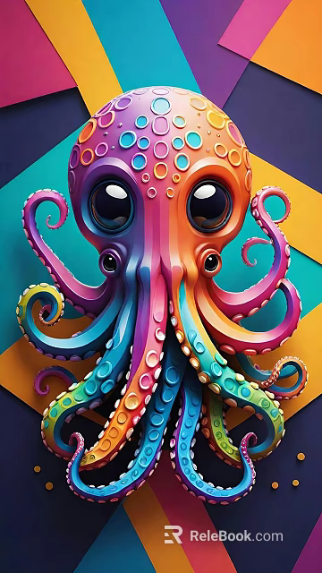 Colorful Octopus Art Installation With Vibrant Colored Curled Tentacles And Decorative Dots 3d model 