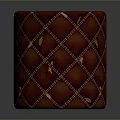 Red Cylindrical Storage Bin With Quilted Diamond Pattern And Orange Accents
