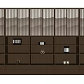 Modern Wooden Decorative Cabinet With Illuminated Shelves And Decorative Items