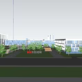 Modern Industrial Factory Building Exterior With Glass Curtain Walls And Green Lawn