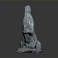 Artistic Wood And Stone Sculpture With Blue Gray Texture And Irregular Shape