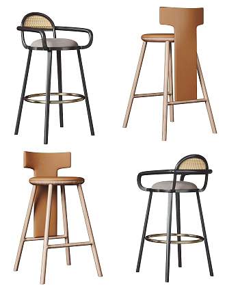 Modern Bar Chair Bar Chair Combination 3d model