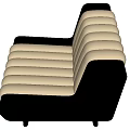Modern Accent Chair with Cream Ribbed Upholstery Black Armrests Wooden Frame and Slim Tapered Legs