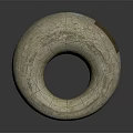 Stone Circular Ring With Textured Surface And Map Like Patterns On Dark Background 3d model