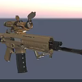 Sand Colored Military Tactical Rifle With Optic Sight Tactical Barrel And Magazine