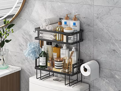 Modern Bathroom Accessories Over Toilet Multi Tier Organizer With Toiletries Storage And Towels 3d model