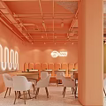 Modern Bubble Tea Shop Interior With Spiral Staircase And Display Shelves