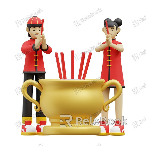 Blessing Scene New Year Scene Cartoon Double model